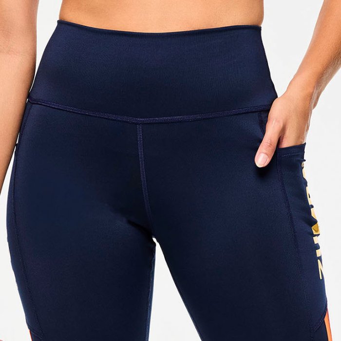 Legginsy z wysokim stanem granatowe Zumba Victory