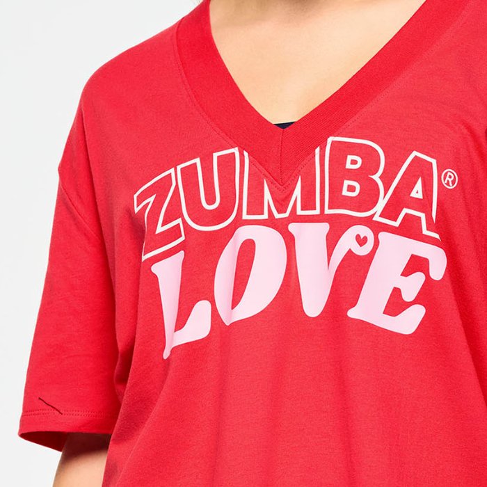 Koszulka oversize czerwona Zumba XO Love