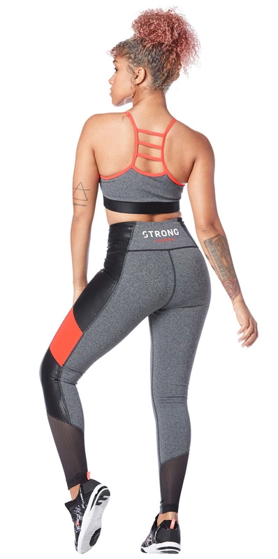 Legginsy damskie sportowe szare STRONG Don't Miss a Beat