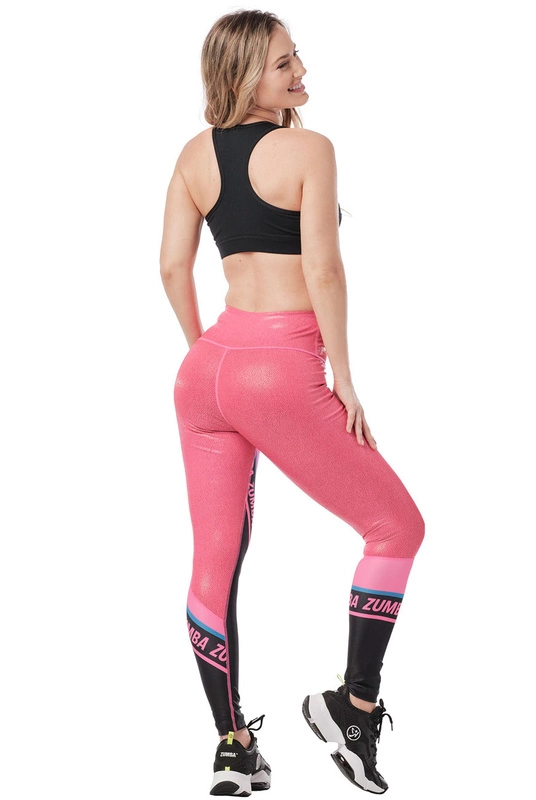 Legginsy z wysokim stanem różowe Zumba Style