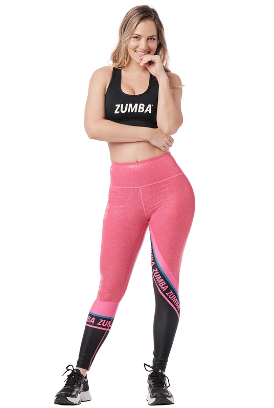 Legginsy z wysokim stanem różowe Zumba Style