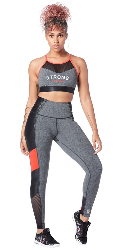 Legginsy damskie sportowe szare STRONG Don't Miss a Beat