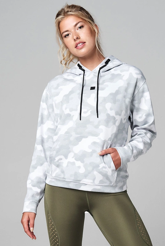 Bluza sportowa z kapturem w kolorze stalowym, wzór moro STRONG ID