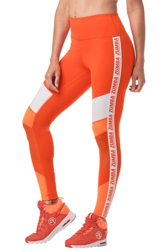 Legginsy z wysokim stanem pomarańczowe Zumba Dance In Color