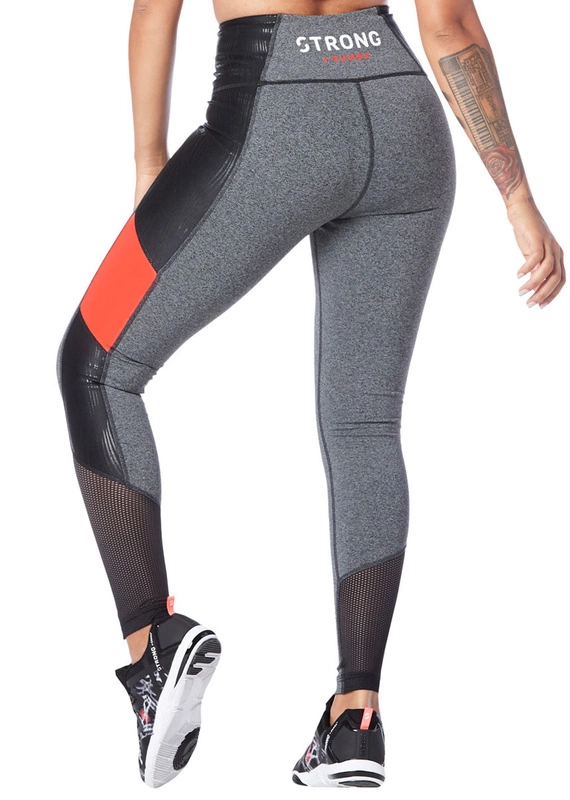 Legginsy damskie sportowe szare STRONG Don't Miss a Beat