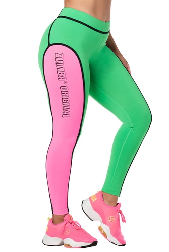 Legginsy damskie długie zielone Zumba Original Piped