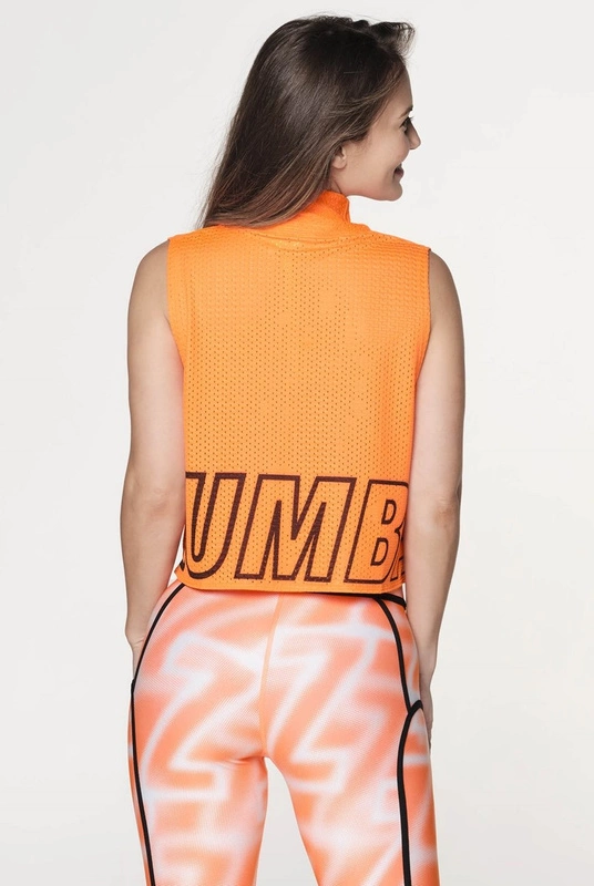 Koszulka sportowa z siateczki z golfem pomarańczowa Zumba Energy