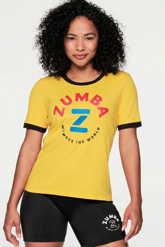 Koszulka T-shirt żółta Zumba Retro Ringer 