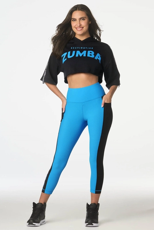 Crop top z kapturem czarny Zumba Destination